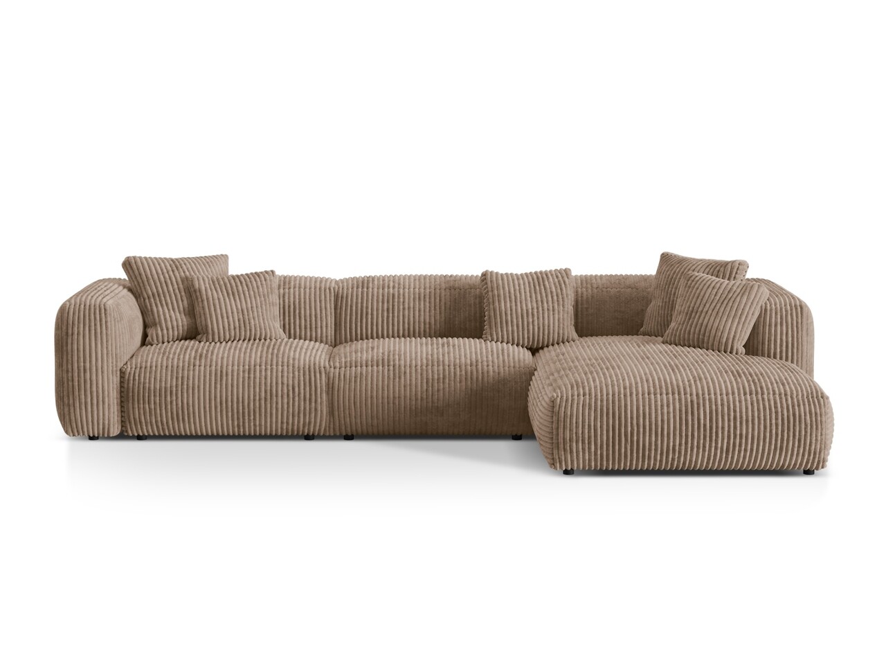 Coltar modular dreapta 3 locuri, Martina-212, Micadoni Home, 332x176x75 cm, velur, maro ghinda Colțare